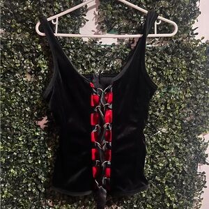 Super Low Fat Emo y2k Vintage Lace Up Corset Bustier Tank Top